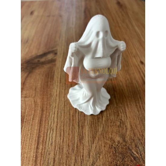 Hayalet Kadın Figürü Masaüstü Biblo – Halloween Dekorasyonu, Korku Temalı Süs (10cm)