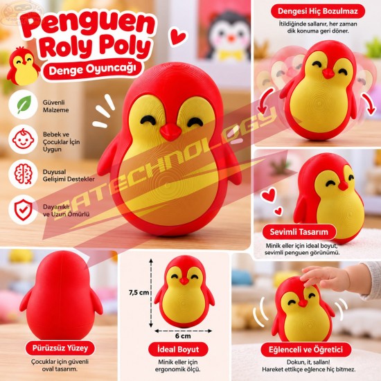 Penguen Roly Poly Oyuncak – Sallanan Denge Oyuncağı, Sevimli Dekoratif Penguen