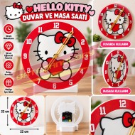 Hello Kitty Modelli 22 cm Masa ve Duvar Saati – Dekoratif Çocuk Odası ve Hediye Saati