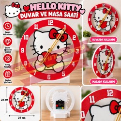 Hello Kitty Modelli 22 cm Masa ve Duvar Saati – Dekoratif Çocuk Odası ve Hediye Saati