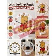 Winie The pooh Temalı 22 cm Duvar ve Masa Saati Dekoratif Çocuk Odası ve Oyun Odası Saati