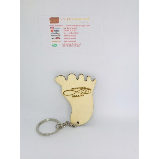 Ayak şeklinde ahşap anahtarlık(kişiye özel tasarım)