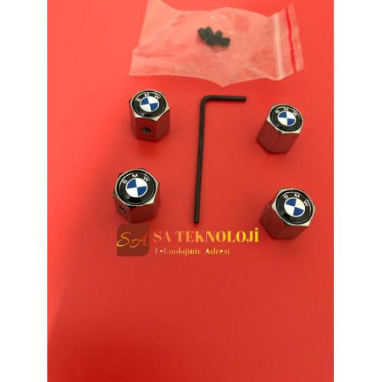 Bmw logolu alyanlı sibop kapağı (mavi-beyaz)