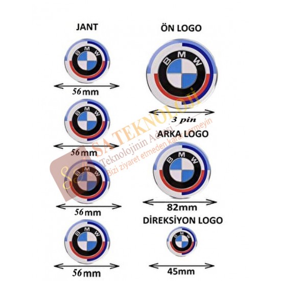 Bmw 50.yıl özel logo seti 3pin-82mm  f21,f23,f44 kasa (NEWTYPEMB 51767288752-51148132375 )