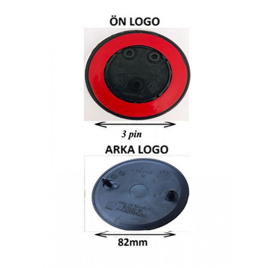 Bmw Kaput ve Bagaj Logo Takım Ön Arka 2 Li SET(FULLSİYAH )