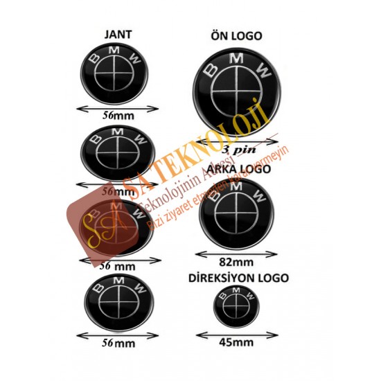Bmw logo seti 3pin-82mm  f21,f23,f44 kasa (FullSiyah 51767288752-51148132375 )