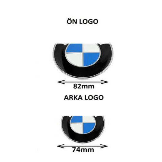 Bmw Kaput ve Bagaj Logo Takım Ön Arka 2 Li SET(MAVİ BEYAZ )