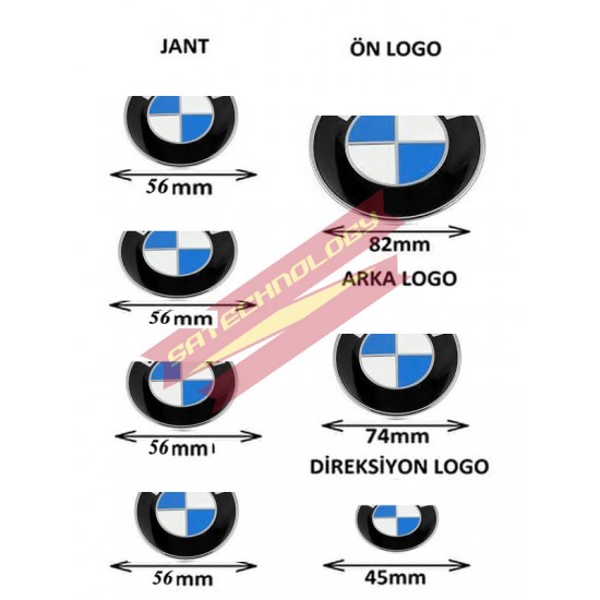 Bmw logo seti 7 parça kaput-bagaj-jant-direksiyon (Mavi-Beyaz)