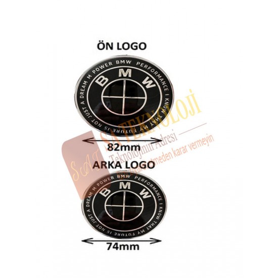Bmw Kaput ve Bagaj Logo Takım Ön Arka 2 Li SET(NEWWROLD 50YIL FULLSİYAH )