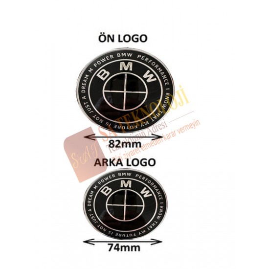 Bmw Kaput ve Bagaj Logo Takım Ön Arka 2 Li SET(NEWWROLD 50YIL FULLSİYAH )