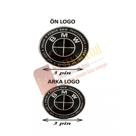 Bmw Kaput ve Bagaj Logo Takım Ön Arka 2 Li SET(NEWWROLD 50YIL FULLSİYAH )