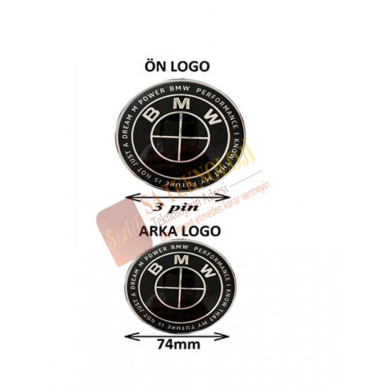 Bmw Kaput ve Bagaj Logo Takım Ön Arka 2 Li SET(NEWWROLD 50YIL FULLSİYAH )