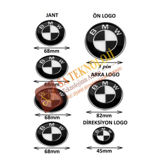 Bmw Logo seti 3pin-82mm  f21,f23,f44 kasa (SiyahBeyaz 51767288752-51148132375 )
