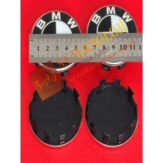 Bmw jant göbeği logo siyah beyaz (Siyah Beyaz  68mm-56mm)