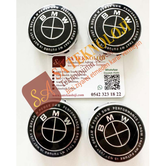 Bmw 50.yıl  jant göbeği logo 56 mm (NEWTYPEWORLD-FULLBLACK)