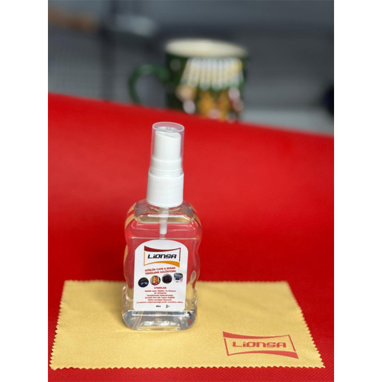 Telefon,tablet,bilgisayar,televizyon ekran temizleme solüsyonu ve silme bezi (LİONSA 50ML)