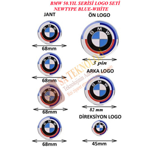 Bmw 50.yıl özel logo seti 3pin-82mm  f21,f23,f44 kasa (NEWTYPEMB 51767288752-51148132375 )