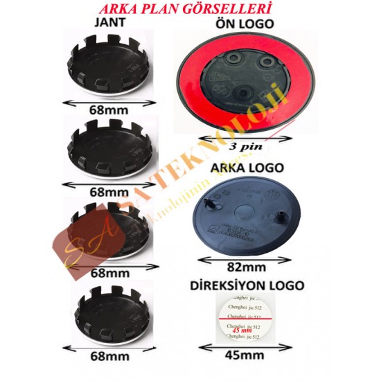 Bmw logo seti 3pin-82mm  f21,f23,f44 kasa (FullSiyah 51767288752-51148132375 )